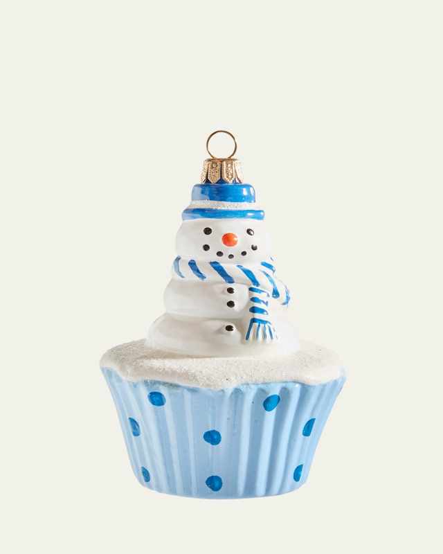 Cupcake With Snowman Ornament